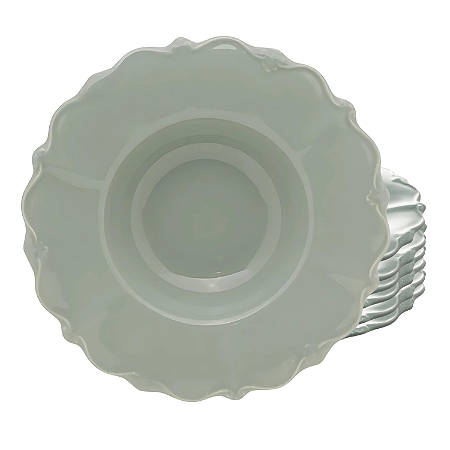 Jogo de Pratos Fundo Chapéu p/ Massa Kit 6 Peças Porcelana 23cm Fancy Menta Risoto