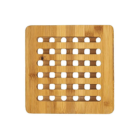 Descanso Protetor Apoio De Panela Bambu Quadrado 15cm Mesa Posta