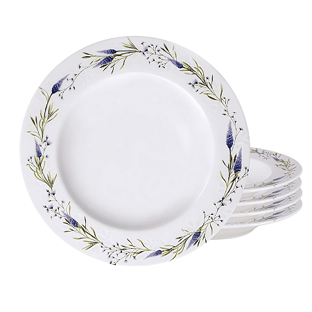 Jogo De Pratos Fundo 23cm Kit 4 Peças Porcelana Decorada Lilla Tramontina Massas