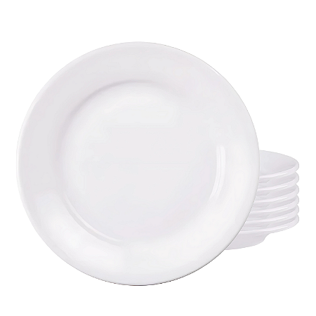 Jogo 6 Pratos Sobremesa Tramontina 18cm Porcelana Branco Restaurante Buffet Hotel Bar