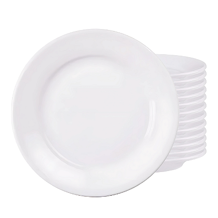 Jogo 12 Pratos Raso Tramontina 24cm Porcelana Branco Restaurante Buffet Hotel Bar Refeição
