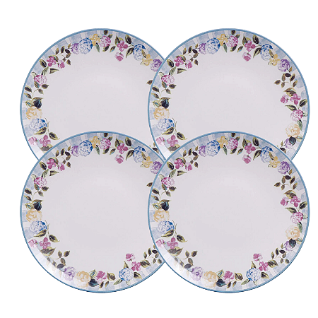Jogo De Pratos Raso Refeição Kit 4 Peças Porcelana 25cm Aura Tramontina Jantar