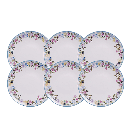Jogo De Pratos Raso Refeição Kit 6 Peças Porcelana 25cm Aura Tramontina Jantar