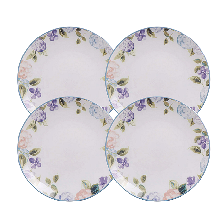 Jogo Pratos De Sobremesa Kit 4 Peças Porcelana 19cm Aura Tramontina