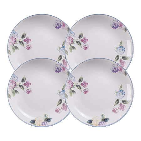 Jogo De Pratos Fundo Kit 4 Peças Porcelana 21cm Aura Tramontina