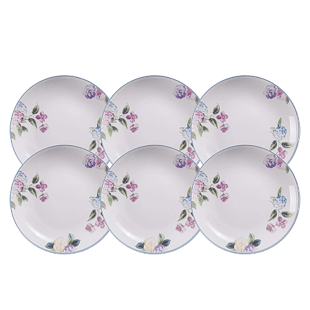 Jogo De Pratos Fundo Kit 6 Peças Porcelana 21cm Aura Tramontina