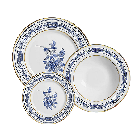 Aparelho De Jantar Jogo Pratos Kit 18 Peças Cerâmica Xangai Azul Alleanza