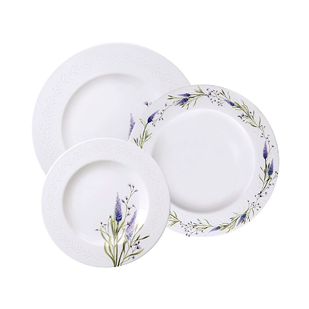 Aparelho De Jantar Jogo Pratos Kit 18 Peças Porcelana Lilla Tramontina