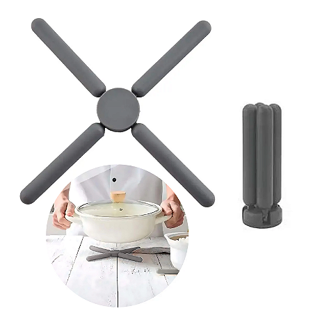 Descanso Apoio Suporte de Panela Dobrável Silicone Protetor