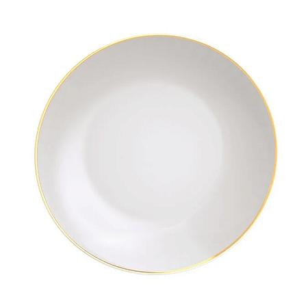 Prato Fundo 22cm Porcelana Tramontina Anna Filete Borda Dourada Sopa