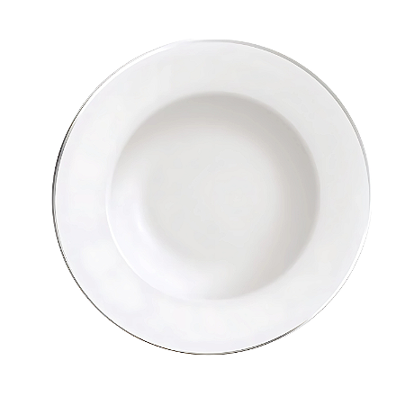 Prato Raso 28cm Tramontina Joana Borda Filete Prata Porcelana Jantar Refeição