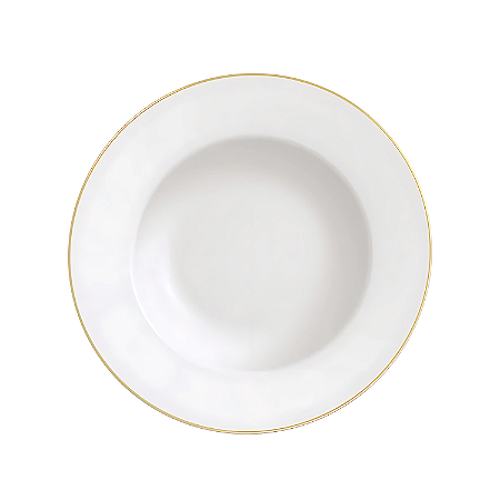 Prato Fundo 23cm Tramontina Elisa Borda Dourada Porcelana Luxo