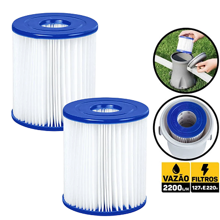 Kit 2 Refil Filtro Bomba de Piscina Mor 2.200 Litros/Hora 110V e 220V Bivolt