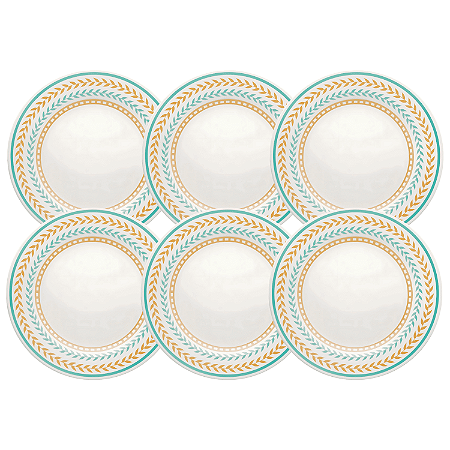 Jogo De Pratos Rasos Jantar Refeição Kit 6 Peças 24cm Cerâmica Louros Biona Oxford