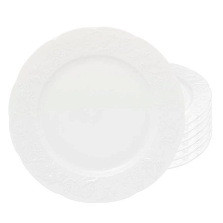 Jogo De Pratos Rasos Jantar Kit 6 Peças 27cm Branco Porcelana Limoges Vendange