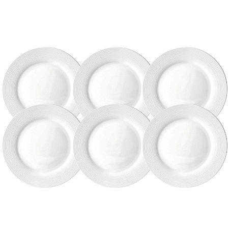 Jogo De Pratos Fundo Kit 6 Peças 22,5cm Sopa Branco Porcelana Brizzard