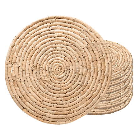 Kit 6 Sousplat Jogo Americano de Palha Natural Redondo 35cm Rustico Lyor