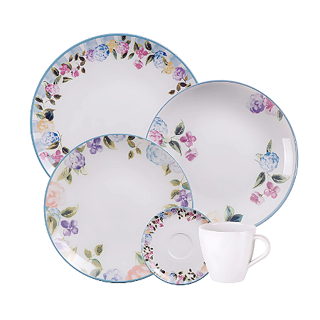 Aparelho Jogo De Jantar Pratos Kit 20 Peças Porcelana Completo Aura Tramontina