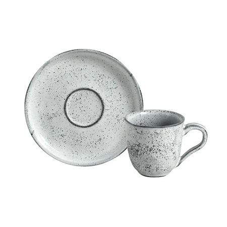 Xicara de Café Chá Com Pires 120ml Cerâmica Bio Echo Porto Brasil Rustico