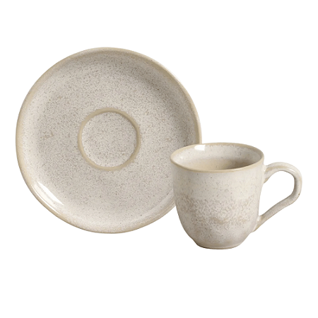 Xicara de Chá Café Com Pires 120ml Cerâmica Bio Latte Porto Brasil Rustico