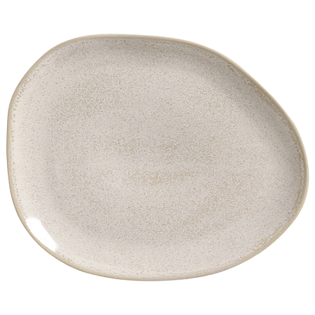 Prato Raso Jantar Refeição 31cm Oval Orgânico Latte Cerâmica Porto Brasil Rustico