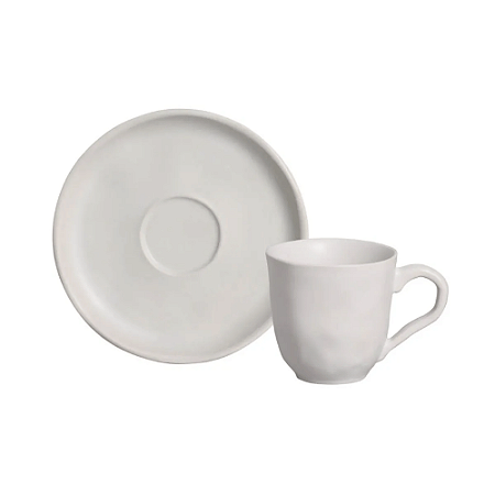 Xicara de Café Chá Com Pires 120ml Cerâmica Bio Stoneware Vit Porto Brasil