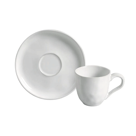 Xicara de Chá Café Com Pires 120ml Cerâmica Bio New White Branco Porto Brasil