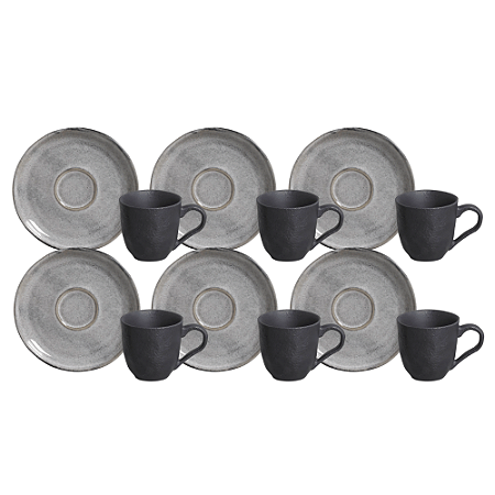 Jogo De Xicaras Café Chá Com Pires 120ml Kit 6 Peças Cerâmica Bio Dust Porto Brasil