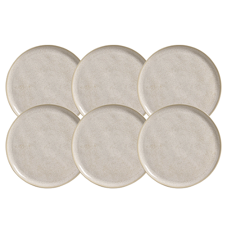Jogo De Pratos Fundo Bio Latte 22,5cm 830ml Kit 6 Peças Sopa Cerâmica Porto Brasil