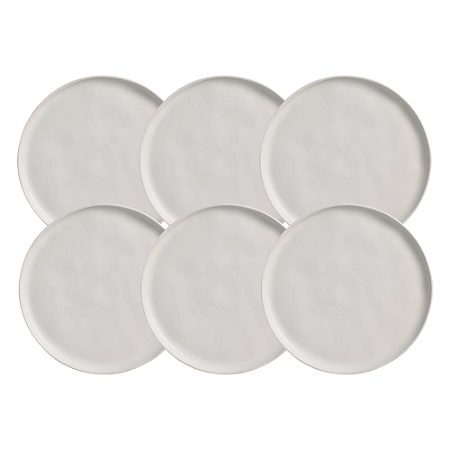 Jogo De Pratos Sobremesa 21,5cm Kit 6 Peças Bio Stoneware Vit Cerâmica Porto Brasil Rustico