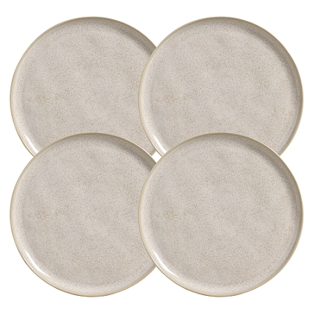 Jogo Pratos Raso Jantar Refeição 27,5cm Kit 4 Peças Bio Latte Cerâmica Porto Brasil