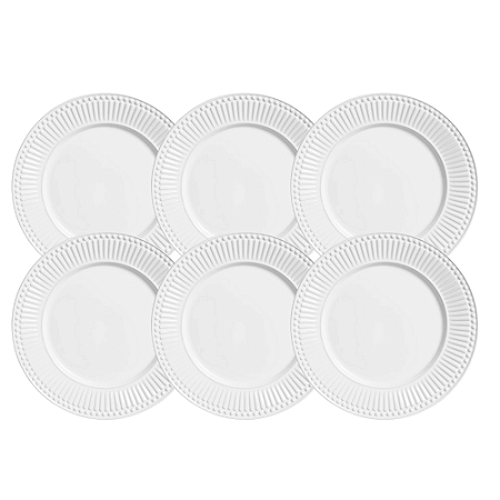 Jogo De Pratos Sobremesa 20,5cm Kit 6 Peças Roma Branco Cerâmica Porto Brasil