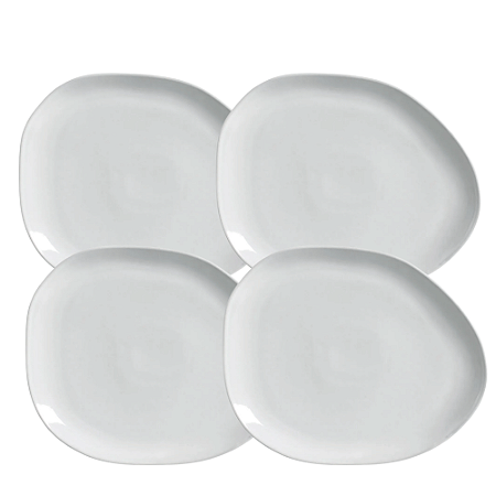 Jogo De Pratos Sobremesa 22,5cm Kit 4 Peças Oval Orgânico New White Cerâmica Porto Brasil