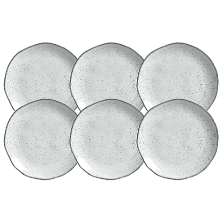 Jogo De Pratos Sobremesa 19cm Kit 6 Peças Orgânico Echo Cerâmica Porto Brasil