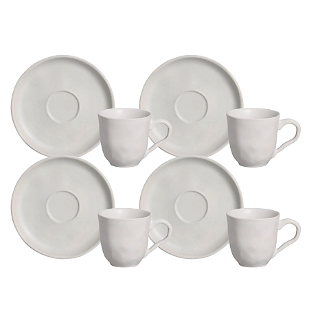Jogo De Xicaras Café Chá Com Pires 120ml Kit 4 Peças Cerâmica Bio Stoneware Vit Porto Brasil