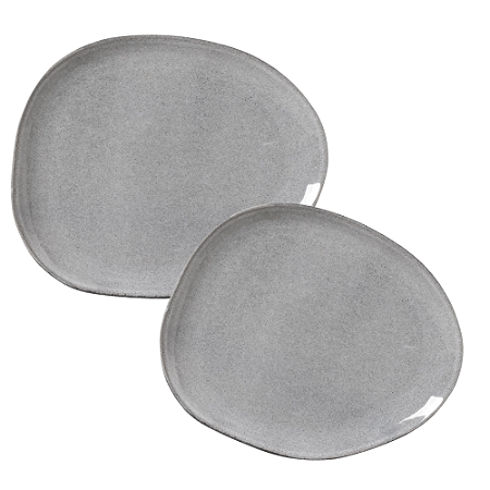 Aparelho De Jantar Jogo Pratos Oval Orgânico Bio Dust Kit 8 Peças Cerâmica Porto Brasil Rustico