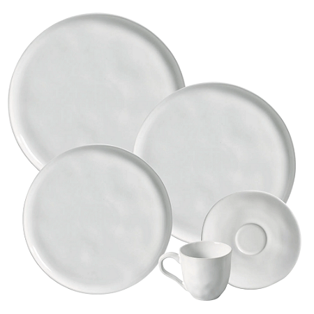 Aparelho De Jantar Jogo Pratos Kit 16 Peças Bio New White Branco Cerâmica Completo Porto Brasil