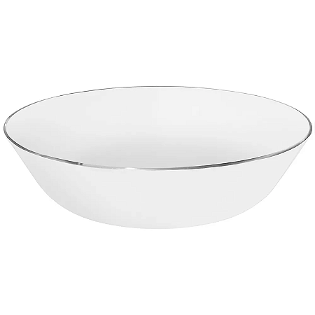 Bowl Tigela Saladeira 26cm Borda Prata Porcelana Vasilha Grande Isabel Oxford