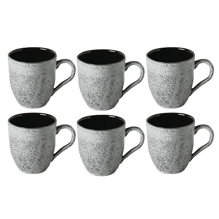 Jogo Kit 6 Canecas Xicaras de Chá Café 273ml Cerâmica Orgânico Echo