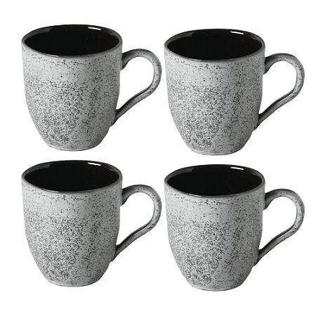 Jogo Kit 4 Canecas Xicaras de Chá Café 273ml Cerâmica Orgânico Echo