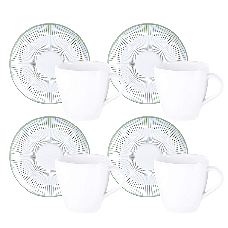 Jogo Xícaras De Chá Café Com Pires Kit 4 Peças 200ml Lineare Porcelana Decorada Tramontina