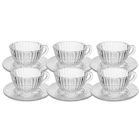 Jogo 6 Xicaras de Chá Café C/ Pires 180ml Lyor Renaissance Transparente