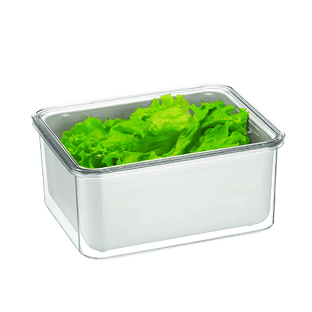 Organizador De Geladeira 2,7L C/ Tampa e Cesto Escorredor Legumes Frutas Verduras