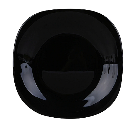 Prato Raso Jantar Refeição 27,8cm Dama Vidro Opalino Preto Luxo