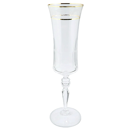 Taça De Champanhe Grace 190ml Com Friso Platino Cristal Borda Decorada Luxo