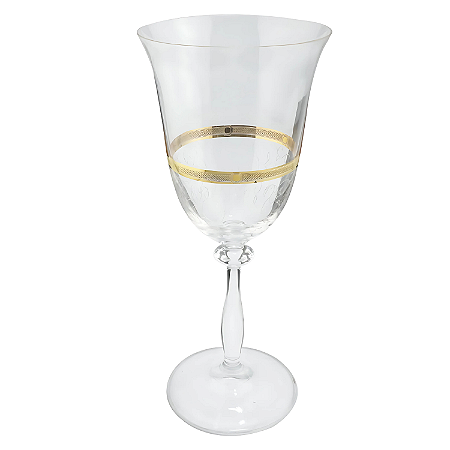 Taça Champanhe Espumante 190ml Ângela Cristal Decorado Friso Dourado Luxo