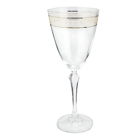 Taça Água Suco 350ml Cristal Decorado Friso Dourado Luxo