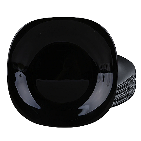 Jogo De Pratos Raso Jantar Refeição 27,8cm Kit 4 Peças Dama Vidro Opalino Preto
