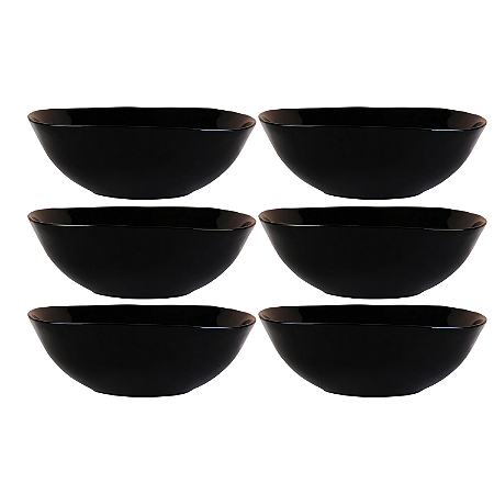 Kit 6 Bowl Tigela Cumbuca Vasilha Saladeira Dama em Vidro Opalino Preto 480ml