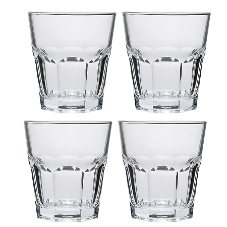 Jogo De Copos Baixos Água Suco 355ml Kit 4 Peças Vidro Luxo Casablanca